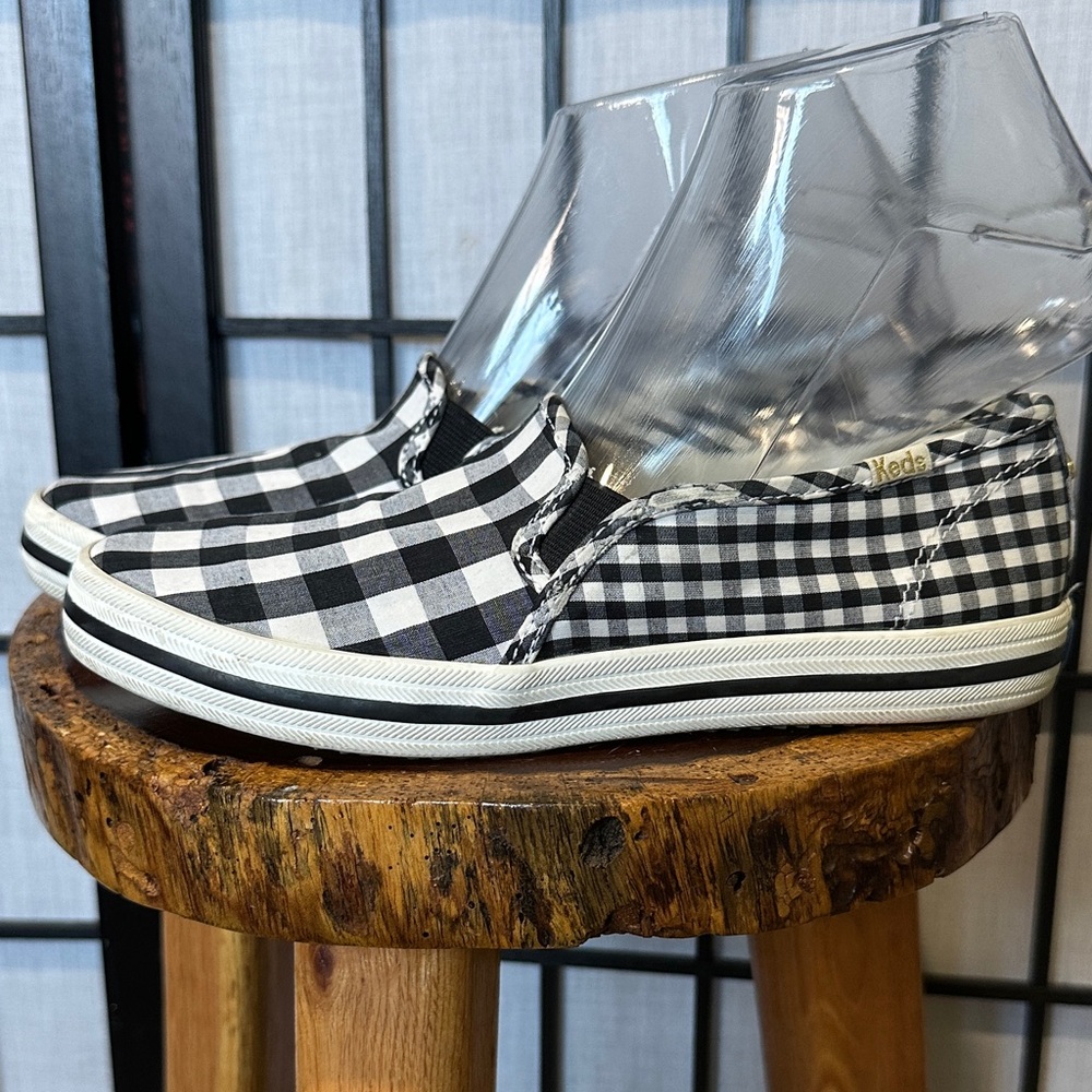 Kate Spade Keds Black and White Checkered Flats size 6